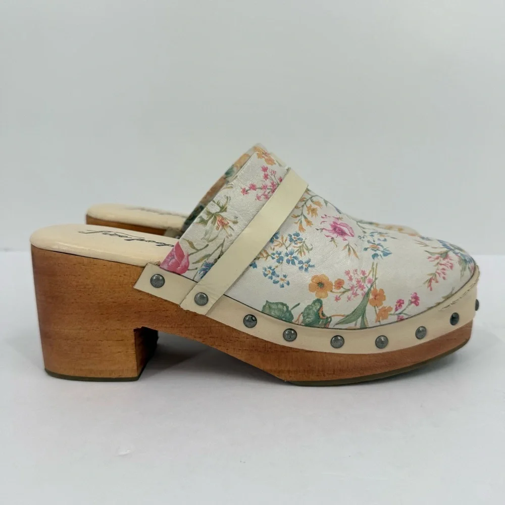Free People Calabasas Floral Wood Clog Size 38 or US 7.5 - Picture 3 of 13